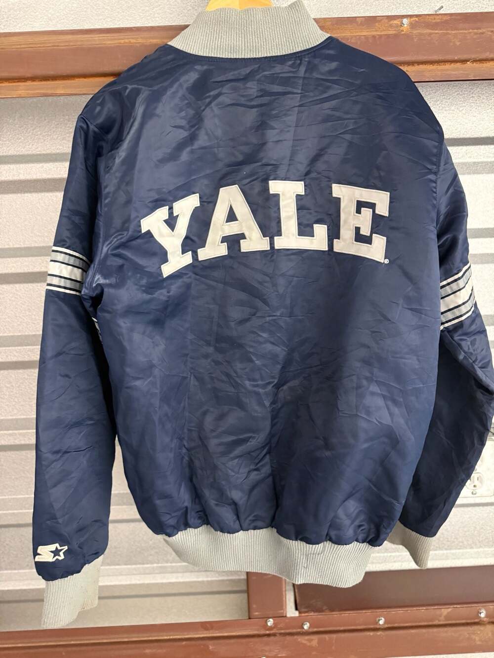 Starter Yale University Satin Varsity Bomber Jacket Blue